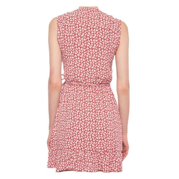 All Saints Dress Women’s Medium Red Floral Krystal True Wrap Mini Ruffle V Neck - Picture 12 of 12